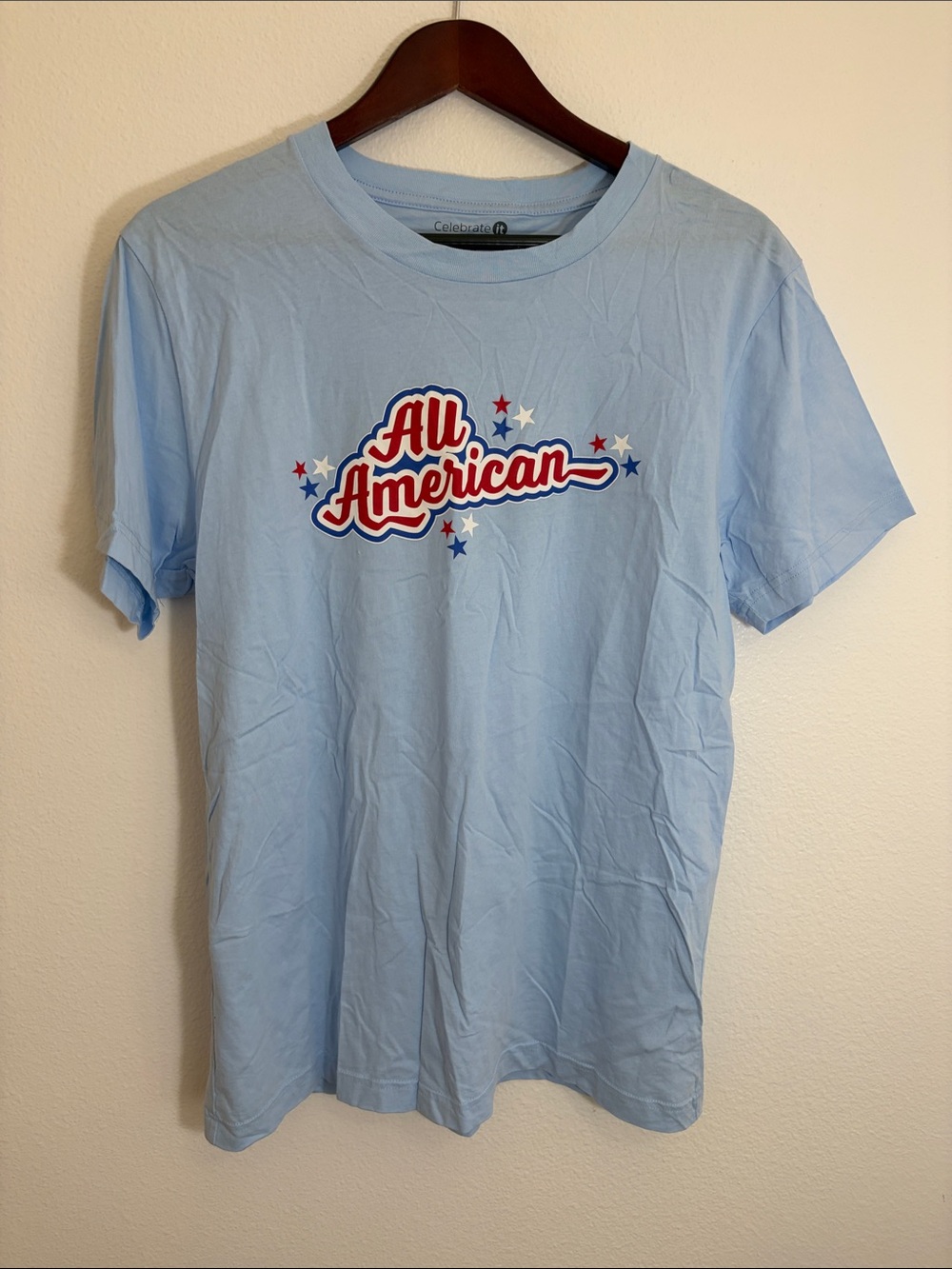 Celebrate It All American Fourth of July Graphic Tee in Light Blue